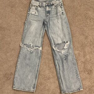 American Eagle Outfitters Light Wash Distressed Straight Jeans